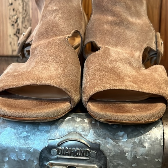 Rag & Bone Open Toe Suede Sandal Bootie With Buckles Neutral Tan Camel - Picture 7 of 9